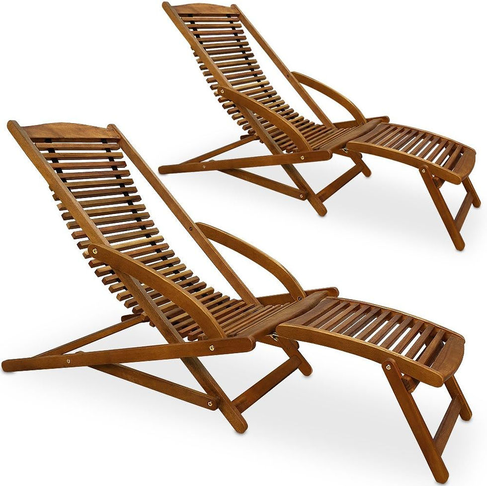 2x Sun Lounger Wooden Weatherproof