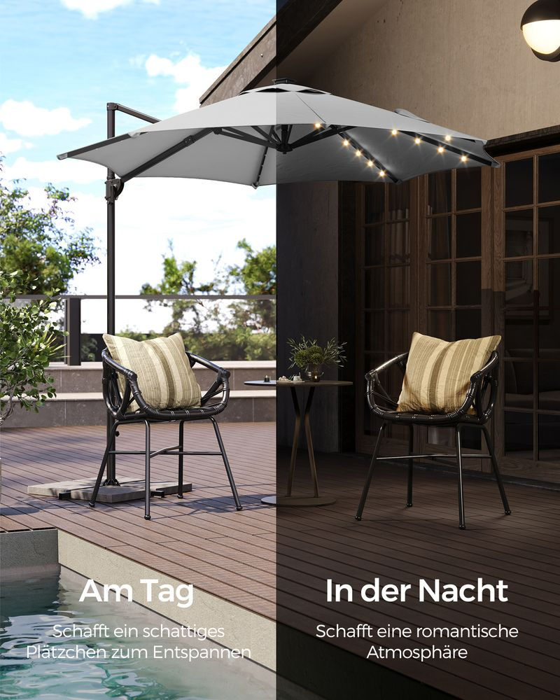 Thumbnail: Parasol, Cantilever Parasol, 300 cm, 28 Solar LED Lights