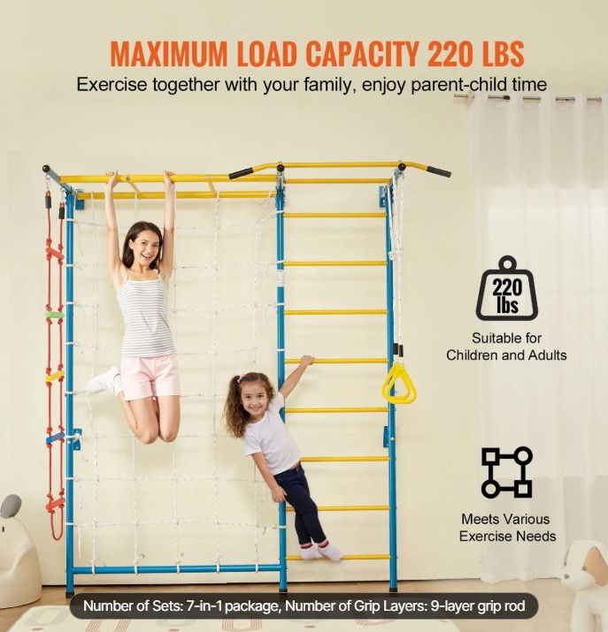 Thumbnail: Swedish Wall Ladder for Kids – 5-in-1 Indoor Gym Playset