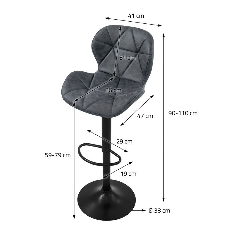 Thumbnail: Bar stools set of 2 mitation leather