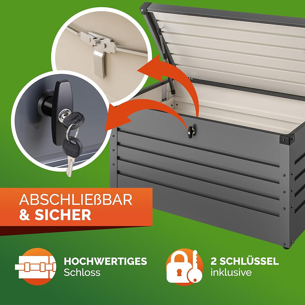 Thumbnail: Metal Garden Storage Box 360L Waterproof Lockable Outdoor Storage Chest