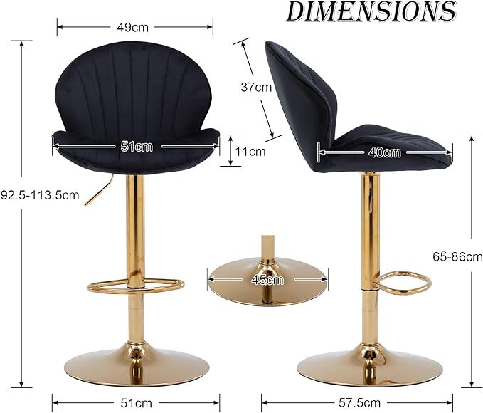 Thumbnail: Set of 2 Luxury Bar Stools swivel with a stunning gold chrome base