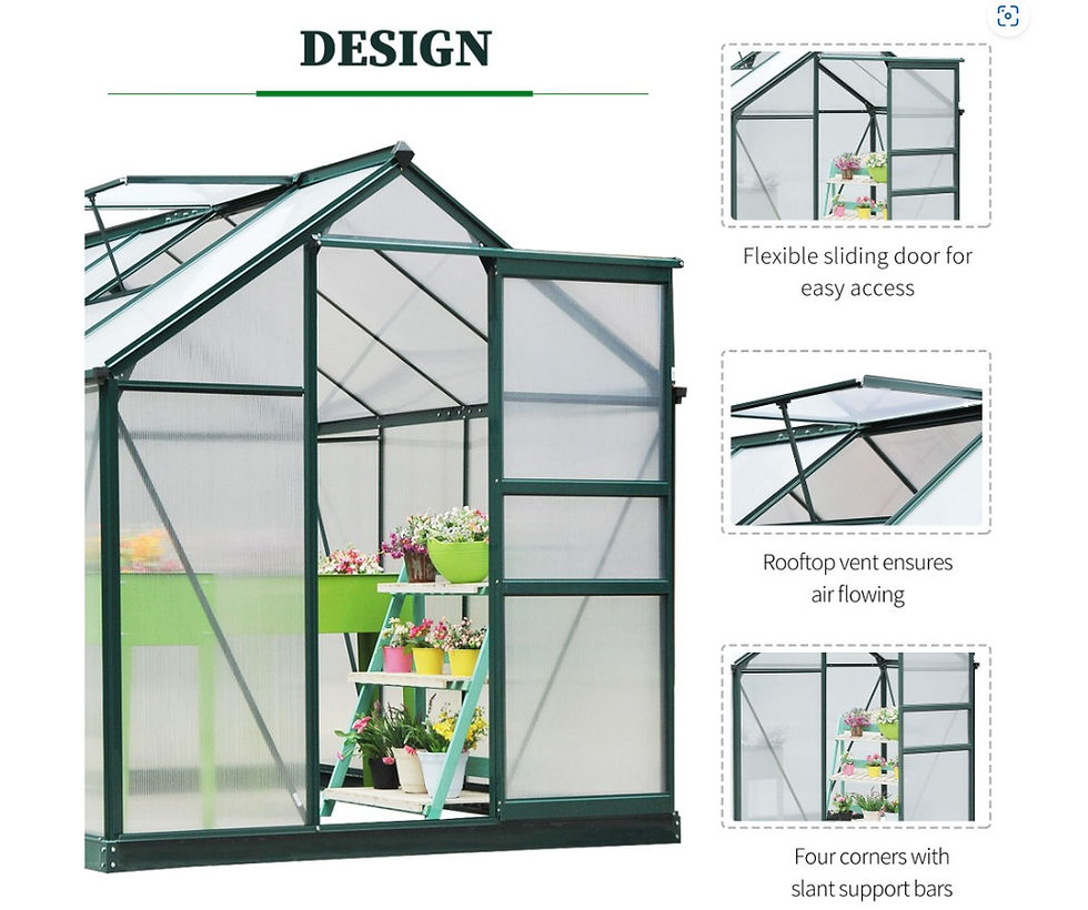 Thumbnail: 6 x 8 ft Polycarbonate Greenhouse with Aluminium Frame