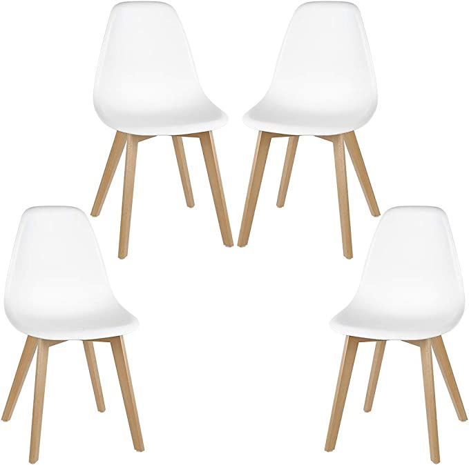 Thumbnail: SET OF 4 Dining Chairs with Solid Beech Wood Legs