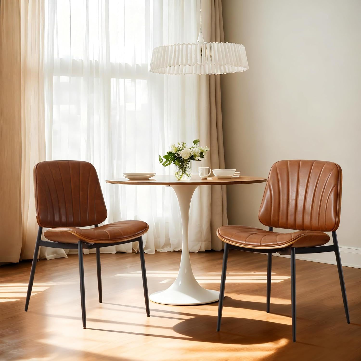 Set of 2 Faux Leather Dining Chairs