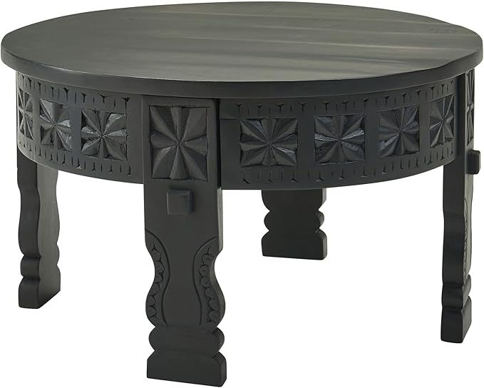 Thumbnail: Black Solid Mango Wood Round Coffee Table 60 cm