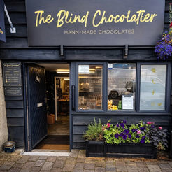 Exterior of The Blind Chocolatier handmade chocolate shop in Staveley, the Lake District, Cumbria