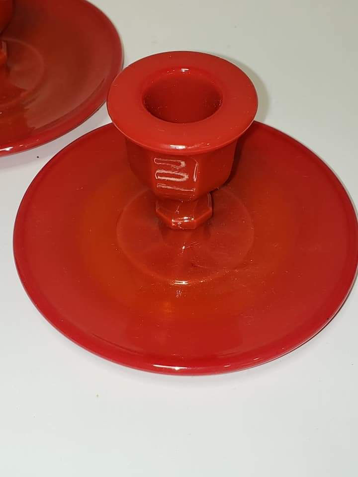 Thumbnail: Fenton Manderian Red Candle Holders