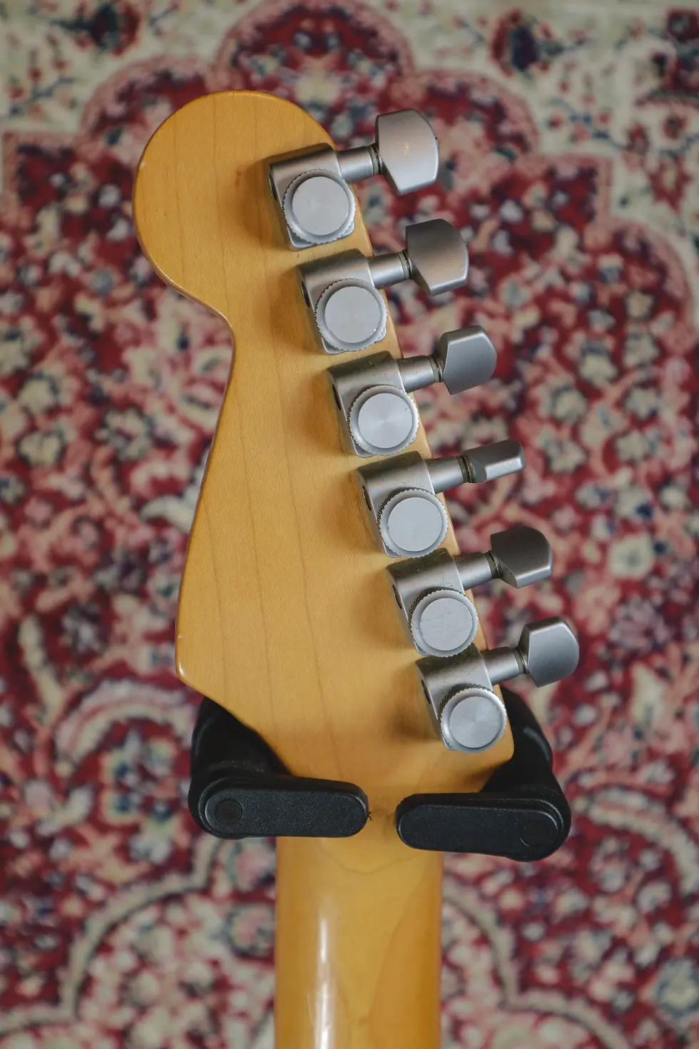 Thumbnail: Rear headstock view of 1989 Fender Stratocaster Plus in Candy Apple Red