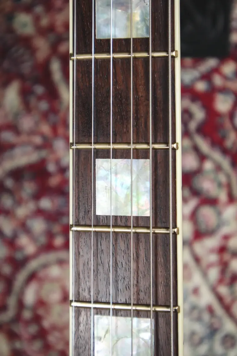 Thumbnail: Fretboard detail showing EvoGold fretwire on Gordon Smith Classic S