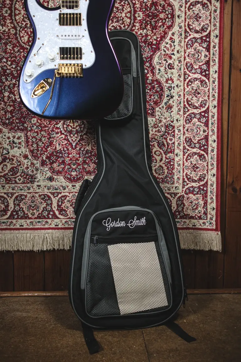 Thumbnail: Gordon Smith Classic S left handed electric guitar with purple flip finish and padded gigbag