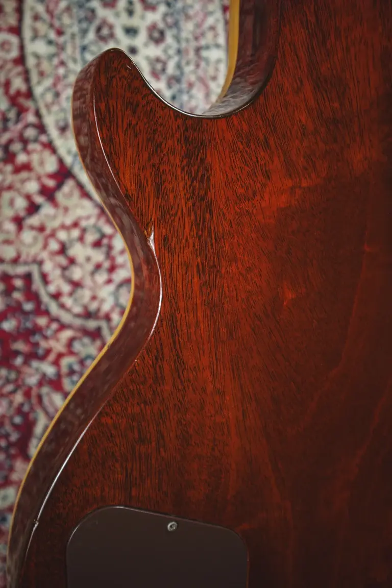 Thumbnail: rear body close up on Gibson Les Paul Deluxe, 1973