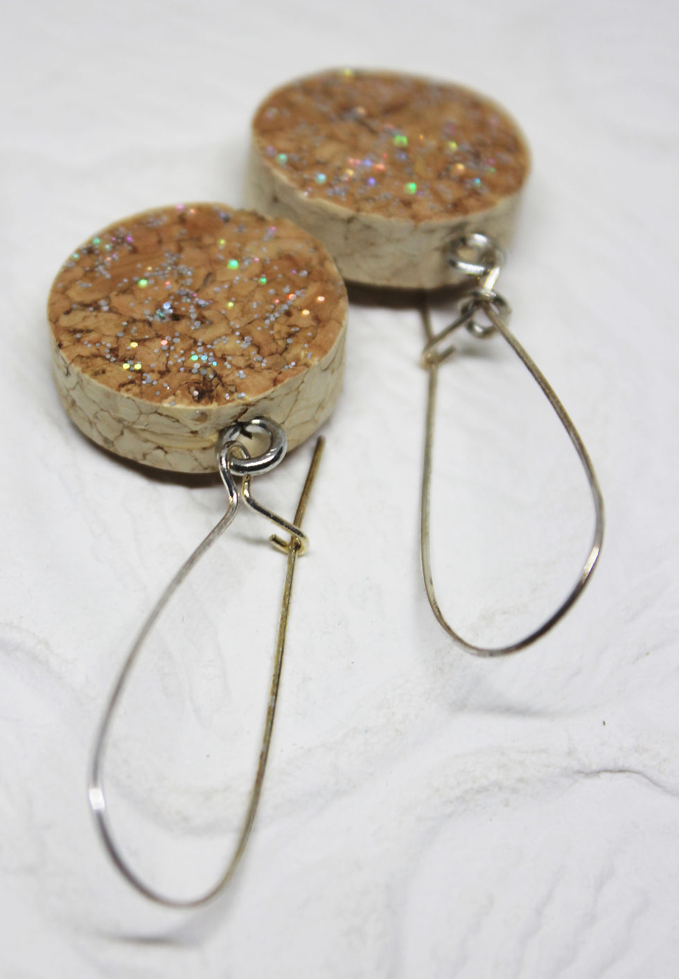 Thumbnail: Silver & Gold Sparkle Wine Cork earrings