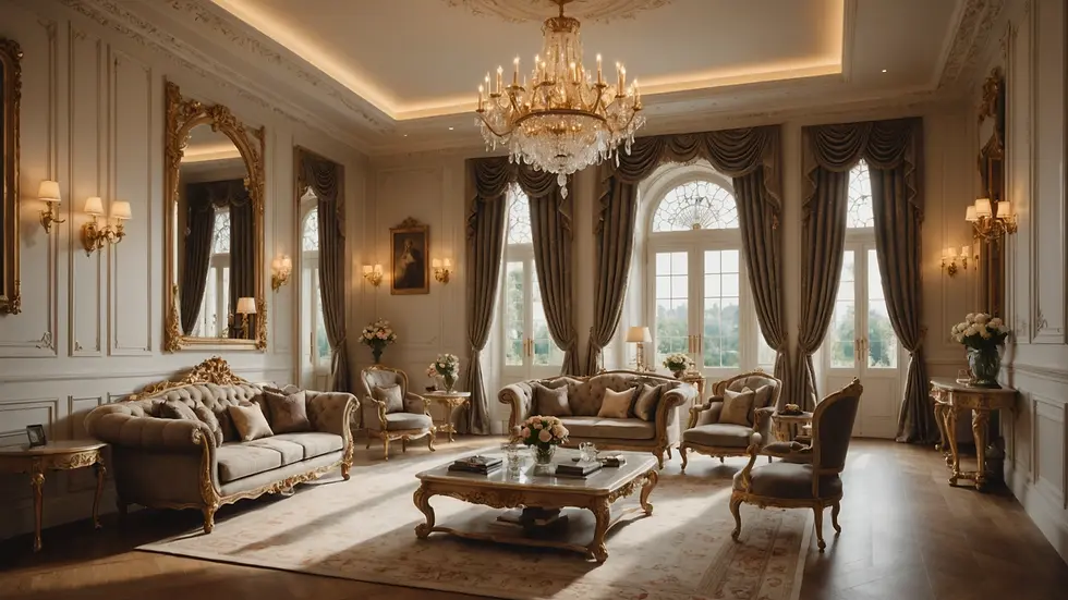 Eye-level view of luxurious interior design showcasing ornate details