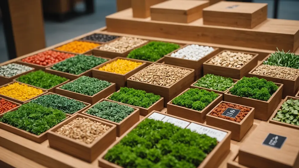 Close-up view of a sustainable materials display