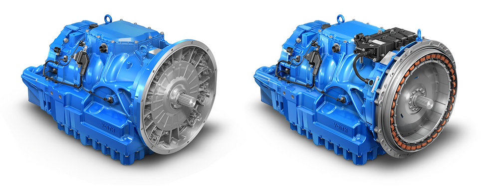 Two blue heavy-duty voith transmissions in New Zealand