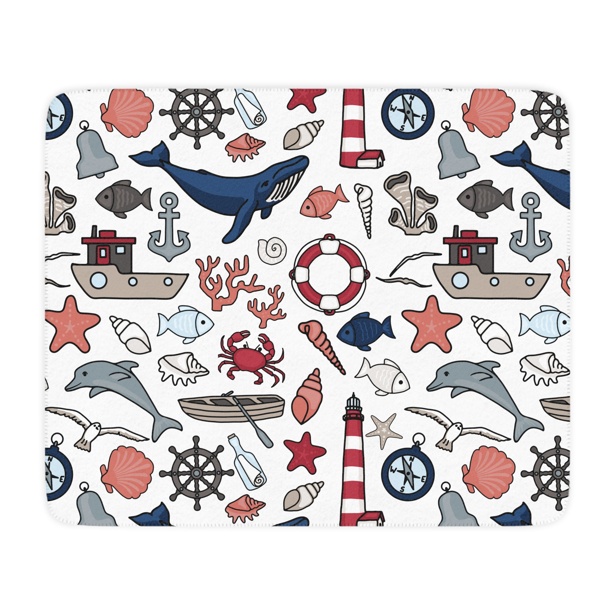 Nautical Collage Tan Sherpa Blanket — Cute Maritime Throw