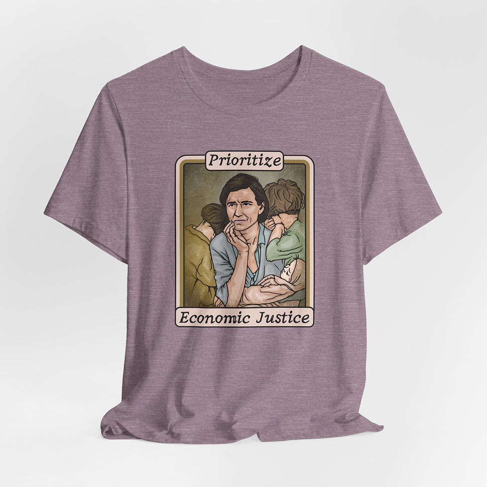 Thumbnail: Prioritize Economic Justice Unisex Graphic Print T-Shirt, Retro Vintage Vibes