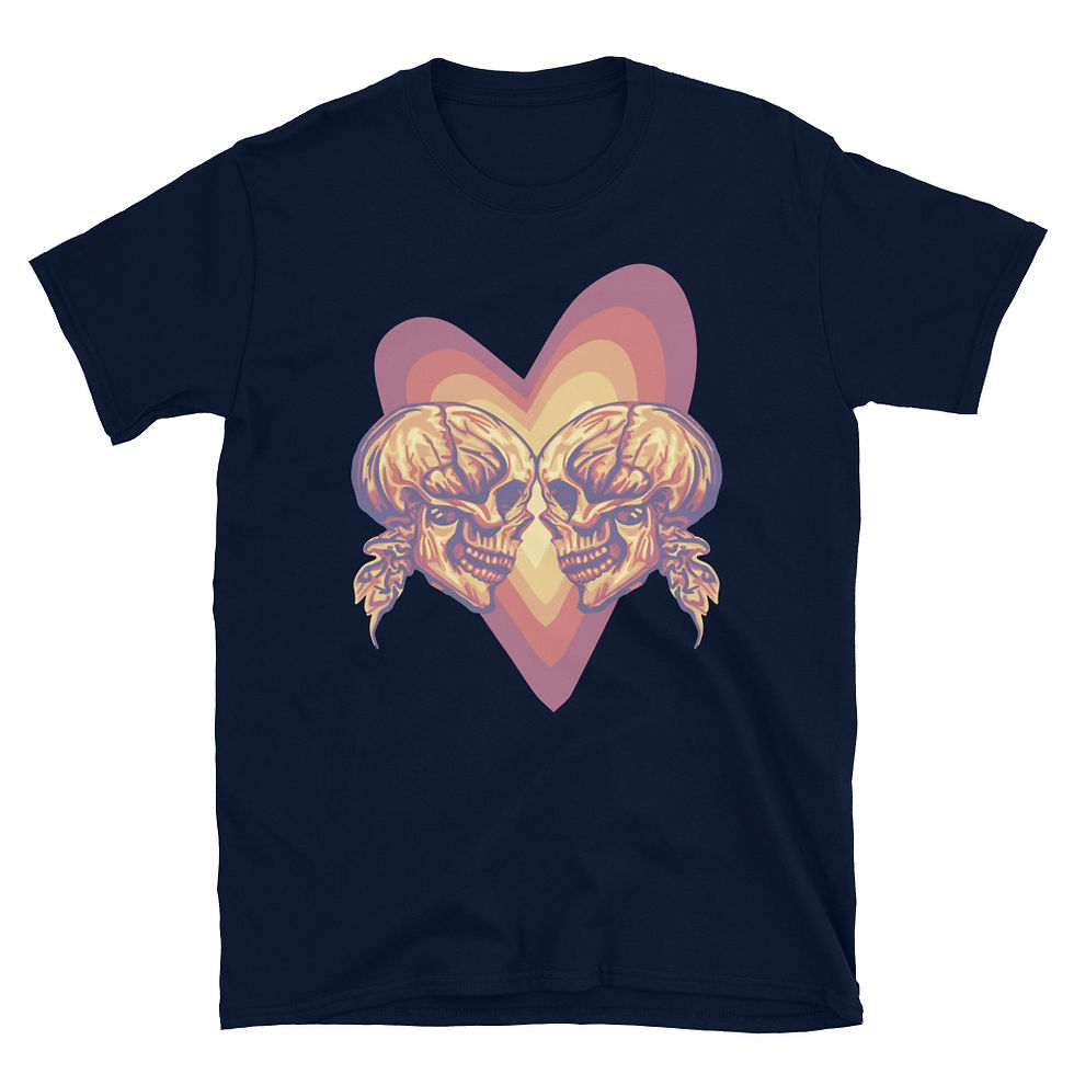 Thumbnail: Artsy Skulls in Love Short-Sleeve Unisex T-Shirt