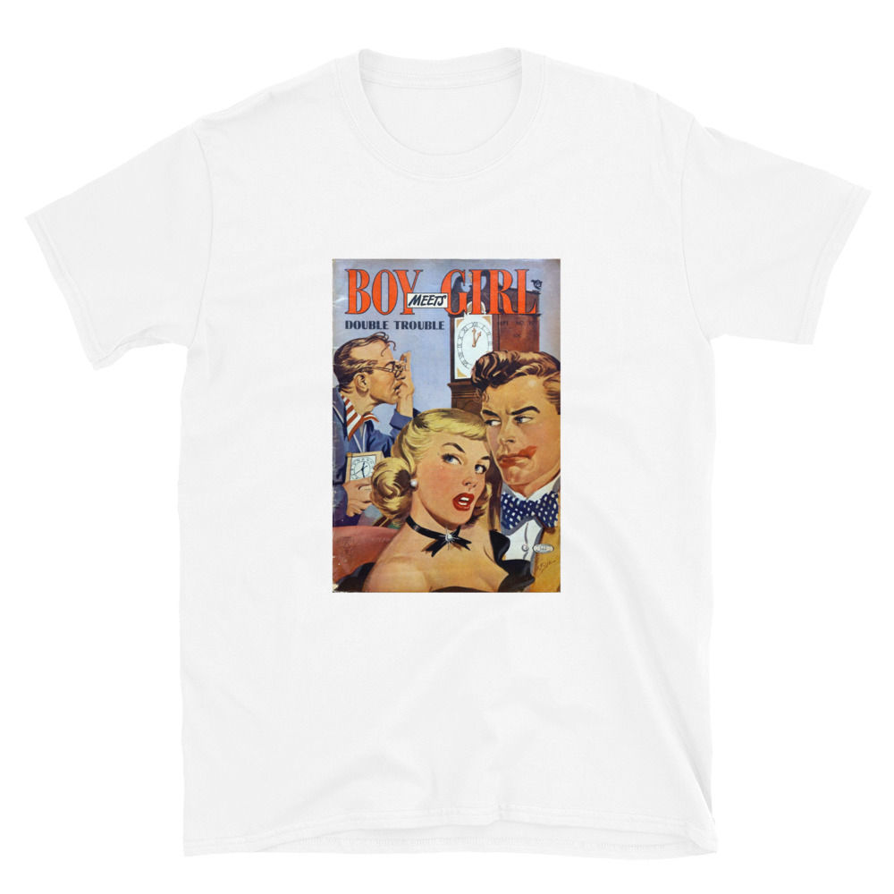 Vintage Romance Comic Book Cover - Boy Meets Girl - Short-Sleeve Unisex T-Shirt