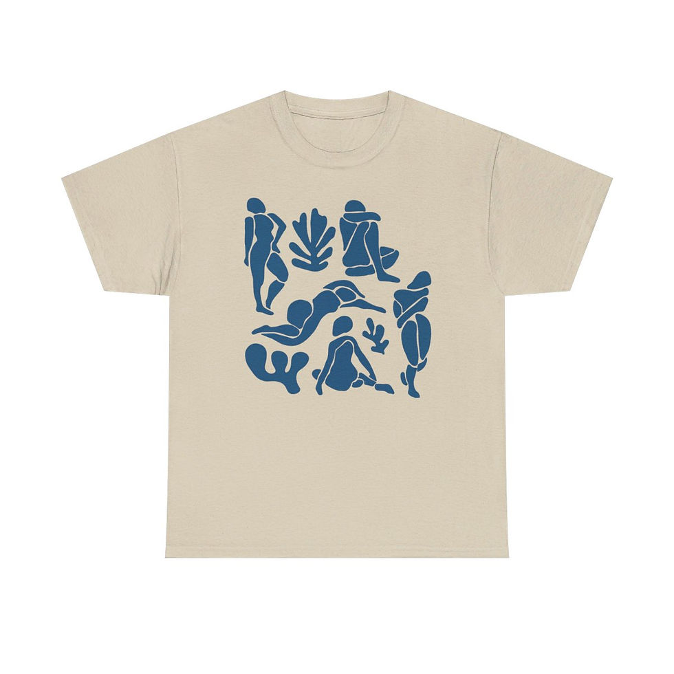Thumbnail: Blue Matisse Inspired Women Cutouts Unisex Heavy Cotton Tee