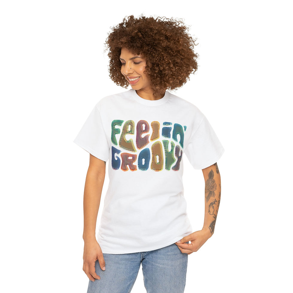 Thumbnail: Feelin' Groovy Colorful Word Art Unisex Heavy Cotton Tee