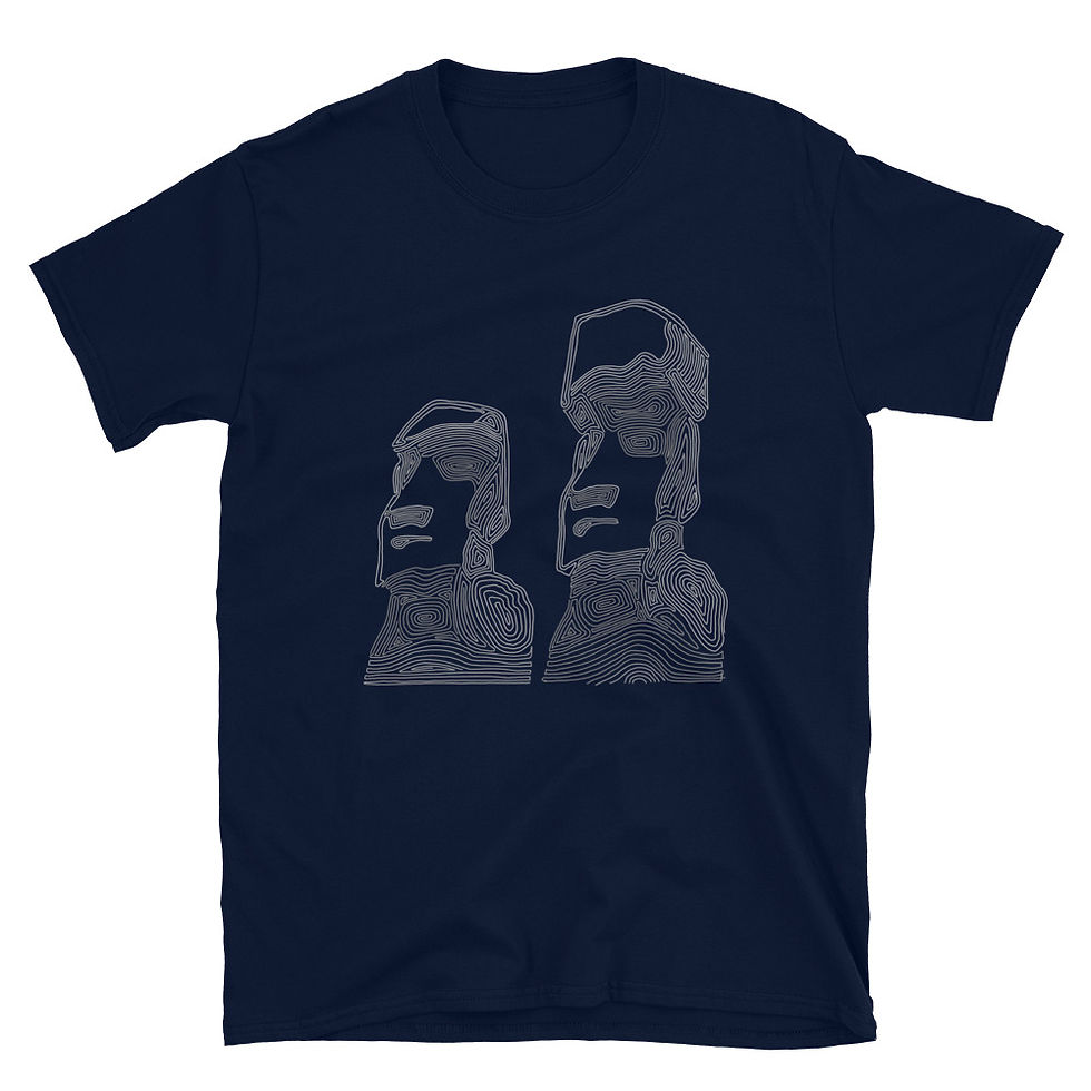Thumbnail: Easter Island Monolith Heads (Gray Swirls) - Short-Sleeve Unisex T-Shirt