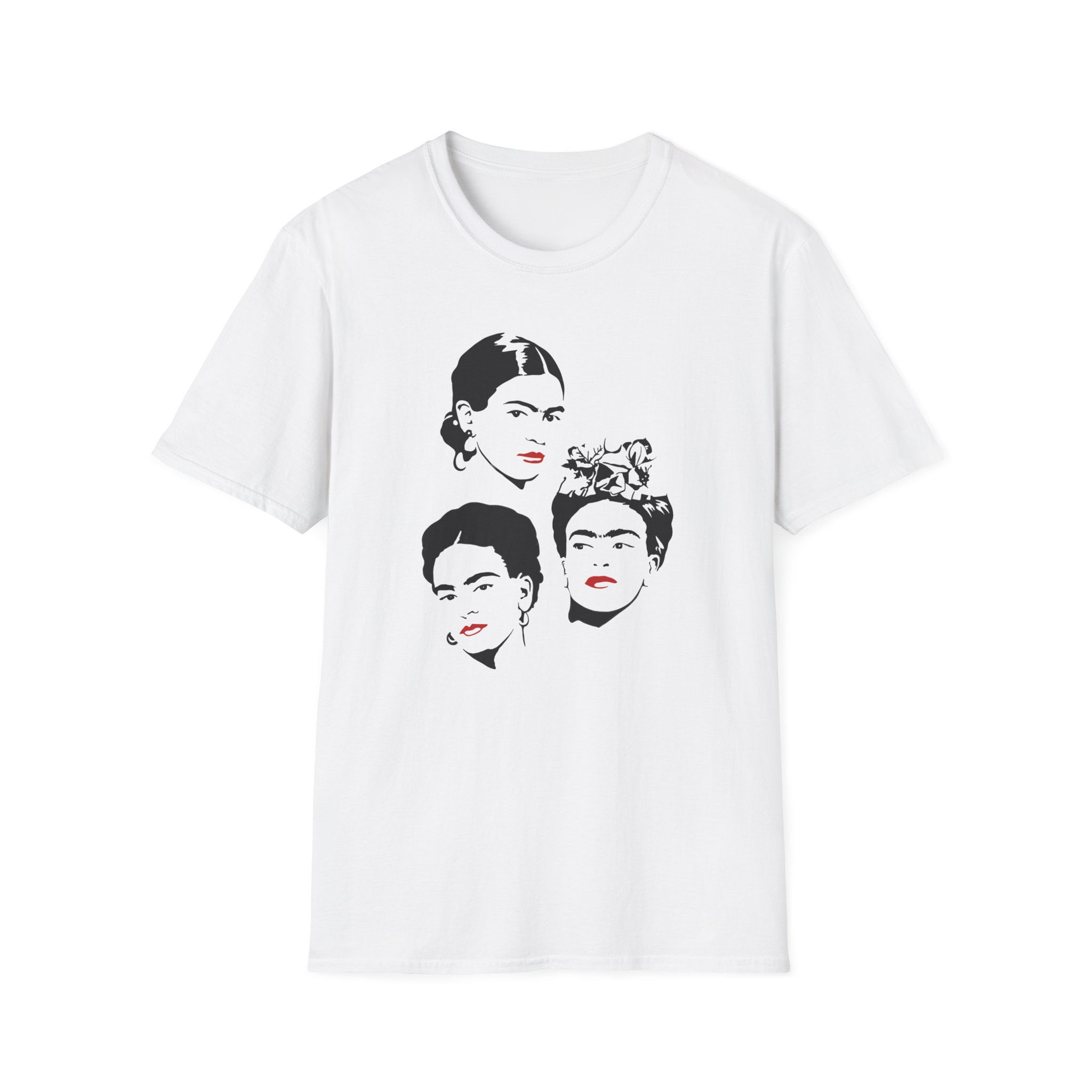 Frida Kahlo Red Lips Portrait T-Shirt Ink Illustration