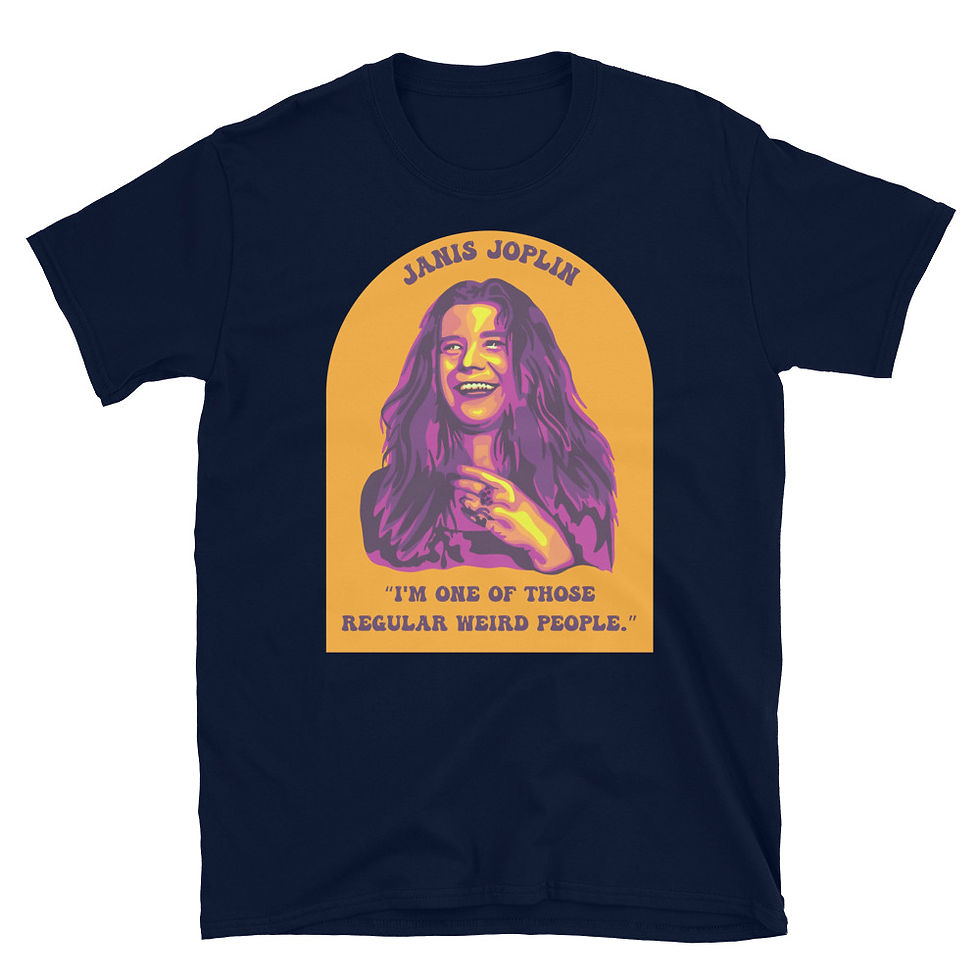 Thumbnail: Janis Joplin Portrait and Quote Short-Sleeve Unisex T-Shirt