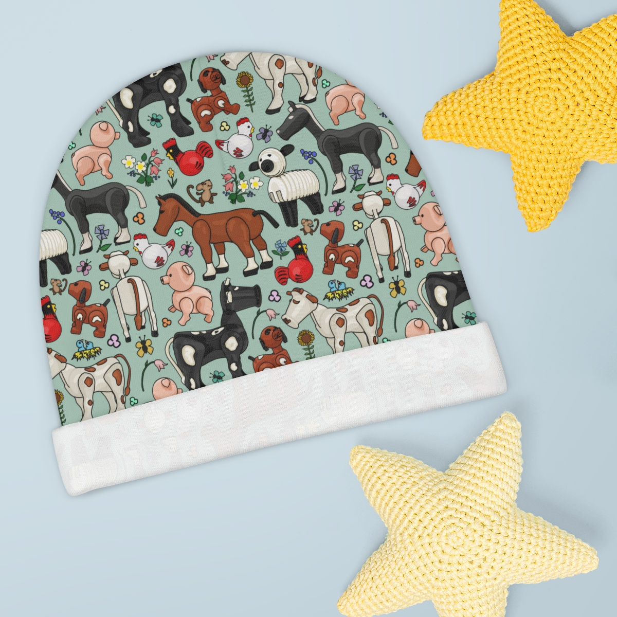 Farm Animals Baby Beanie (AOP)