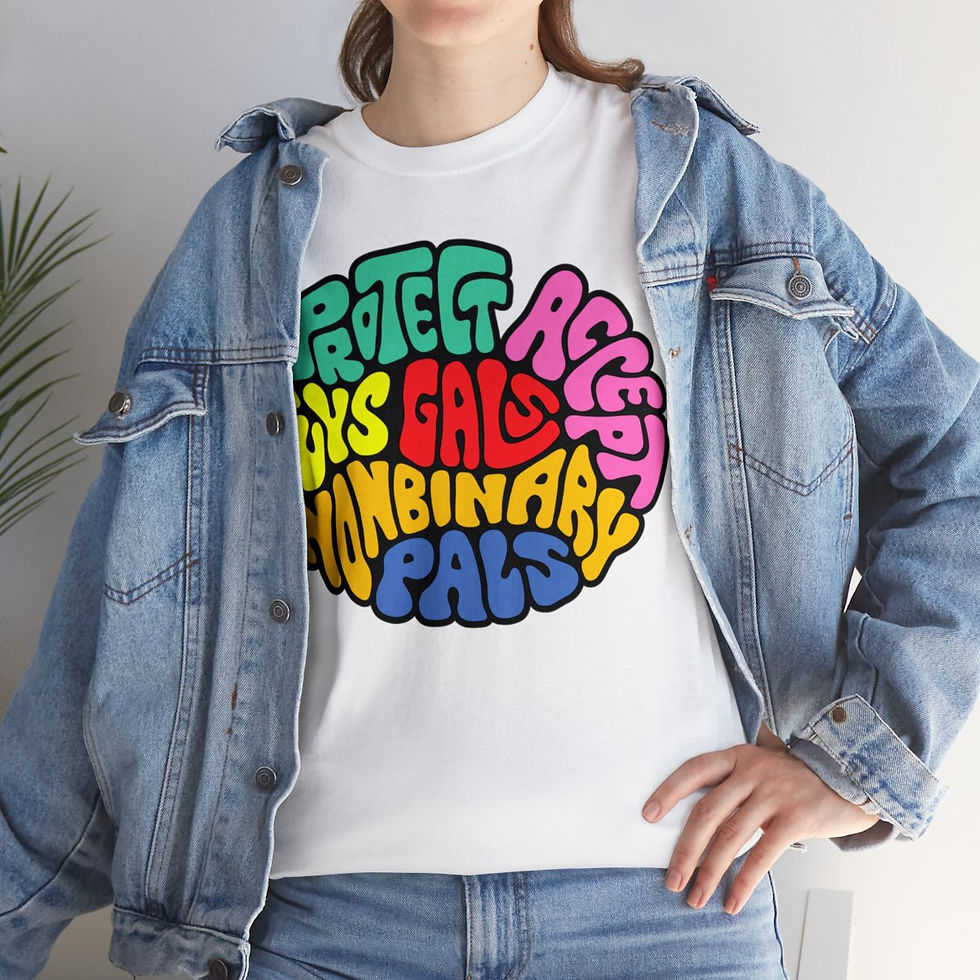 Thumbnail: Protect Accept Guys Gals Nonbinary Pals Word Art - Unisex Heavy Cotton Tee