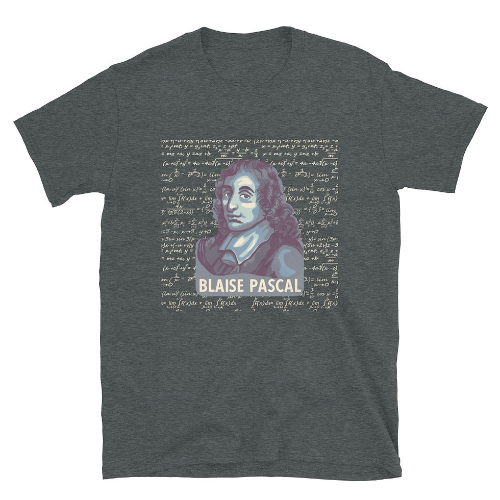 Thumbnail: Blaise Pascal Portrait With Mathematics Short-Sleeve Unisex T-Shirt