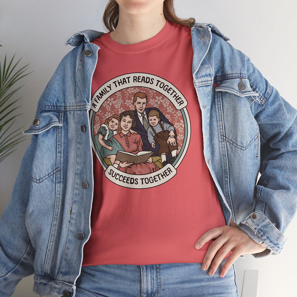 Thumbnail: A Family That Reads together Succeeds Together Unisex Heavy Cotton Tee