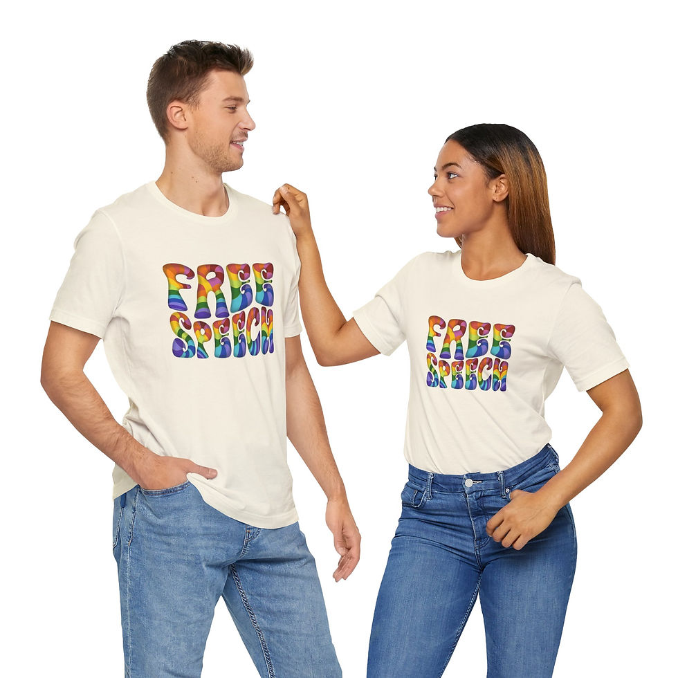 Thumbnail: Free Speech 3D Word Art Colorful Unisex Tee, Activist Graphic T-Shirt
