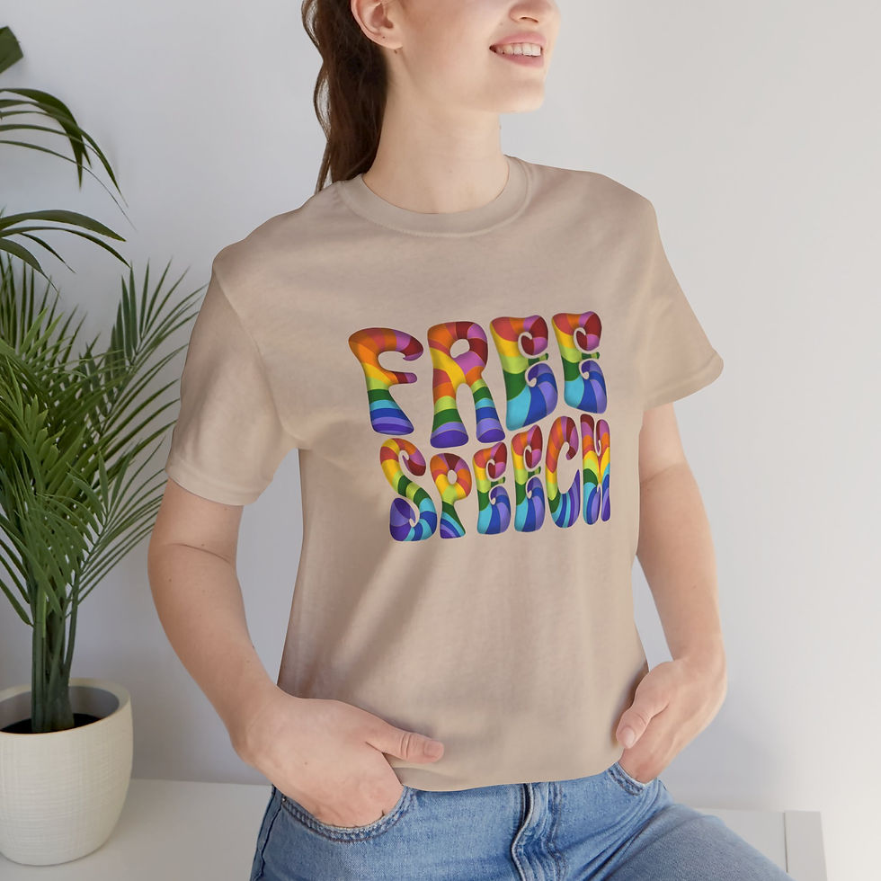 Thumbnail: Free Speech 3D Word Art Colorful Unisex Tee, Activist Graphic T-Shirt