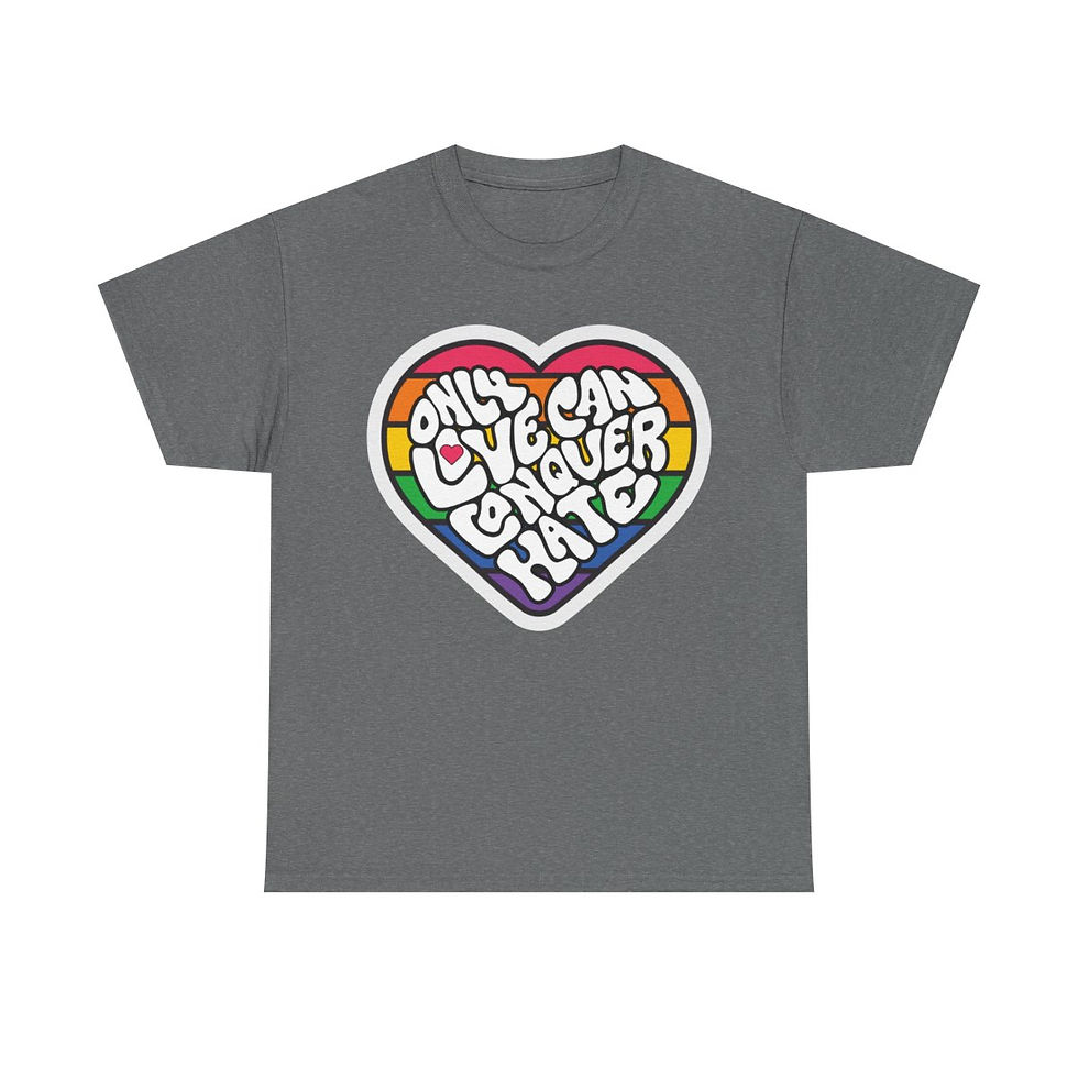 Thumbnail: Only Love Can Conquer Hate Word Art Unisex Heavy Cotton Tee