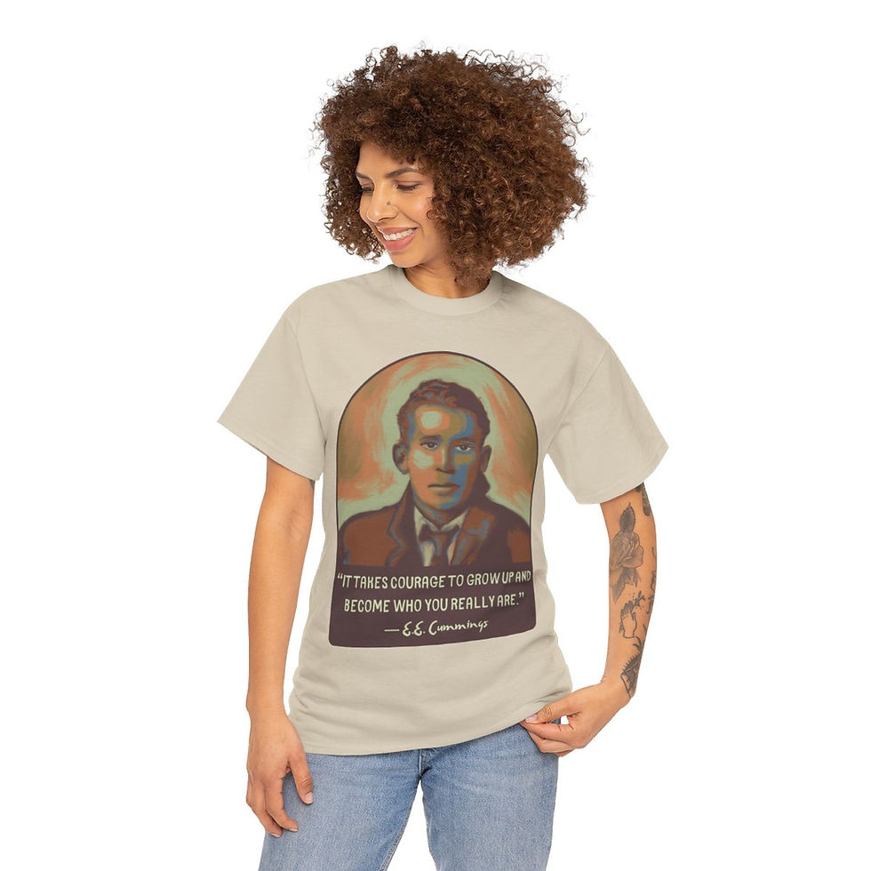 Thumbnail: E. E. Cummings Portrait and Quote Unisex Heavy Cotton Tee