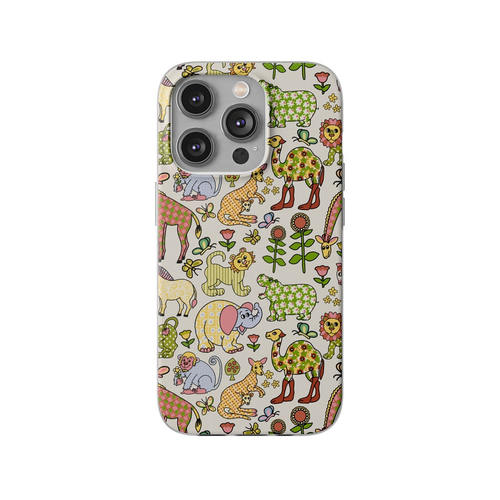 Thumbnail: Zoo Animals in 70s Colors Flexi Cases