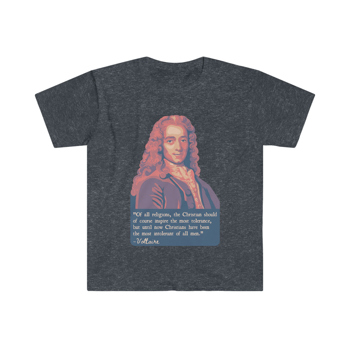 Voltaire Portrait and Quote Unisex Softstyle T-Shirt