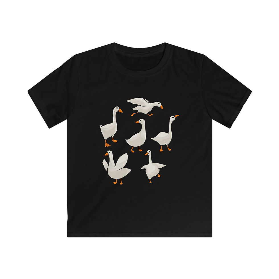 Thumbnail: Kids Tee — Silly Gaggle of Geese Cute Funny Geese Hand-Drawn