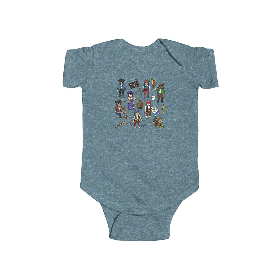 Thumbnail: Pixel Pirate Crew Bodysuit | Baby Onesie with Cartoon Pirate Characters