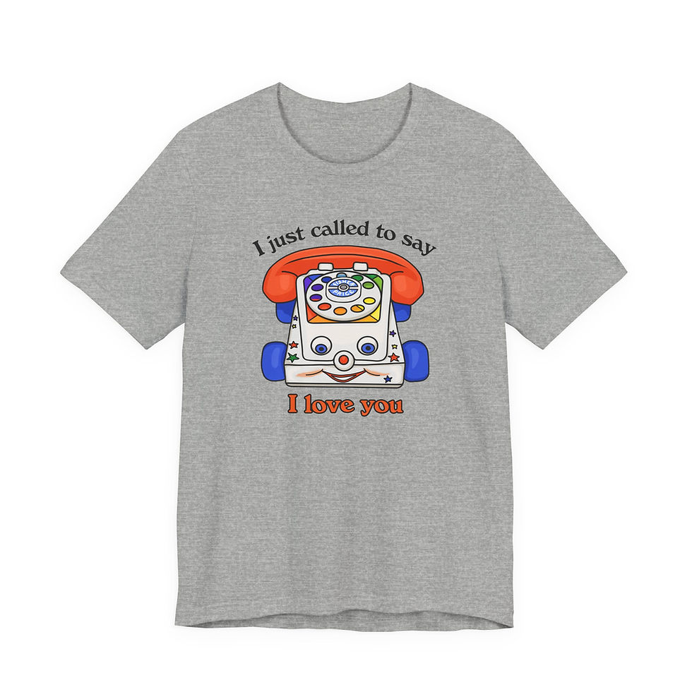 Thumbnail: Classic Toy Phone Colorful Unisex Tee, I Love You, Funny Graphic T-Shirt