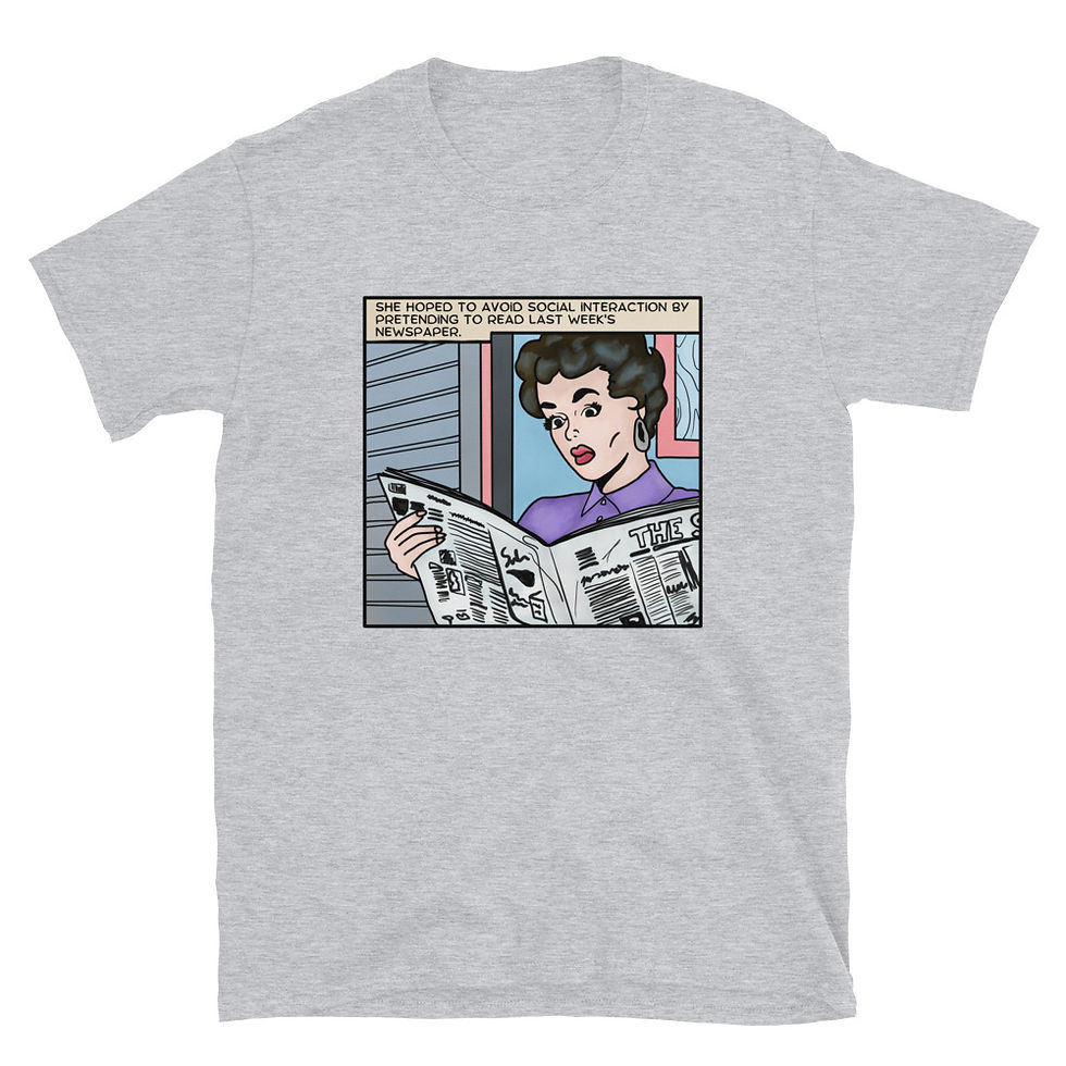 Thumbnail: Introvert Comic Woman Reads Newspaper Short-Sleeve Unisex T-Shirt