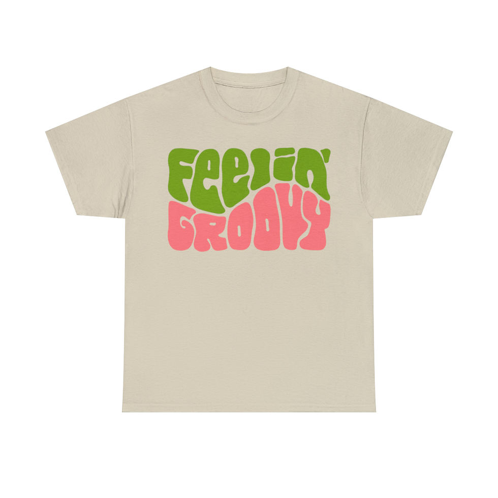 Thumbnail: Feelin' Groovy Colorful Word Art Unisex Heavy Cotton Tee