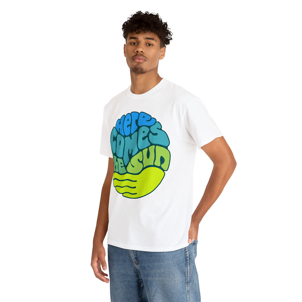 Thumbnail: Here Comes the Sun Groovy Word Art Unisex Heavy Cotton Tee