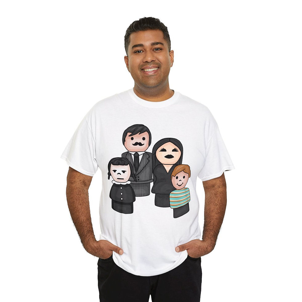 Thumbnail: Cute and Spooky Little Round Addams Family Unisex Heavy Cotton Tee