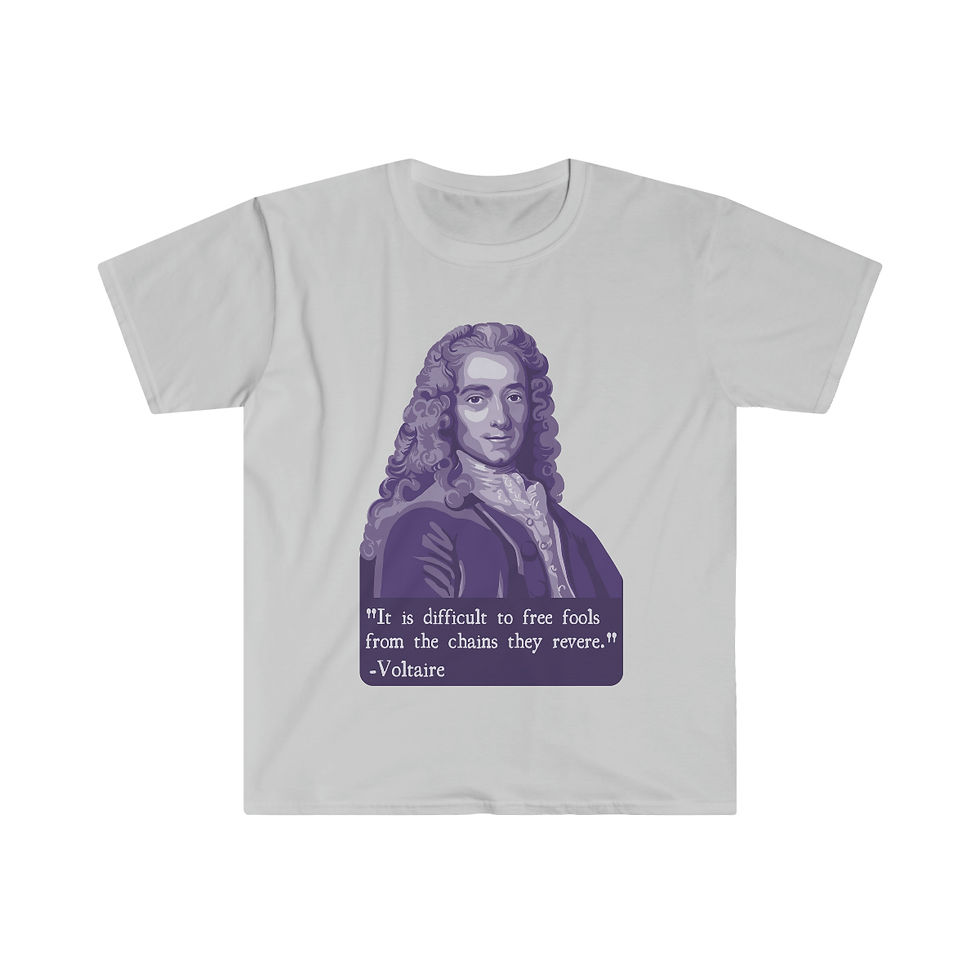 Voltaire Portrait And Quote Unisex Softstyle T-Shirt