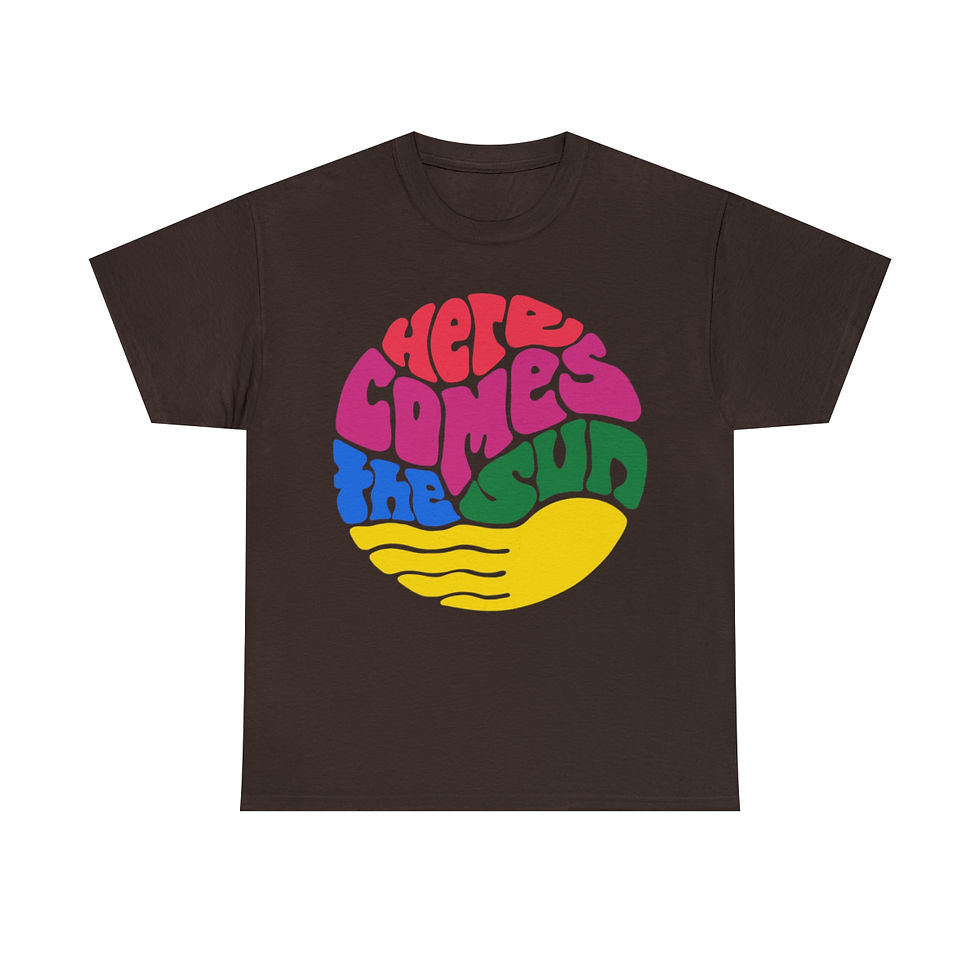 Thumbnail: Here Comes the Sun Groovy Word Art Unisex Heavy Cotton Tee