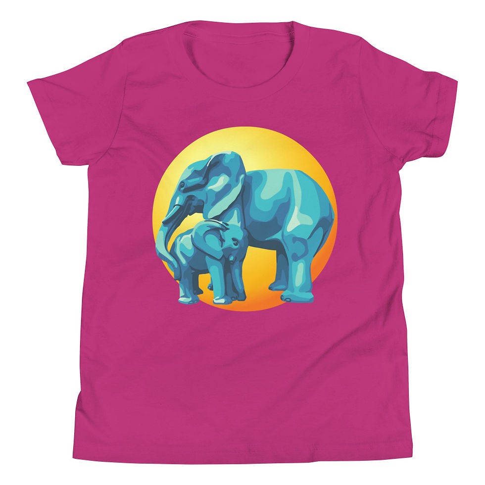 Thumbnail: Elephant Mama and Baby Youth Short Sleeve T-Shirt