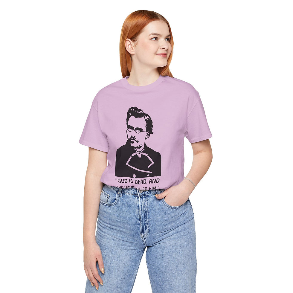 Thumbnail: Friedrich Nietzsche Portrait and Quote Unisex Graphic Print T-Shirt 